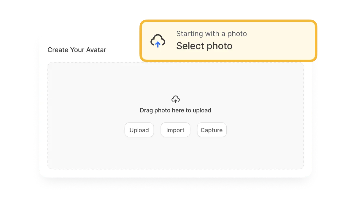 Upload a photo or type a prompt to generate a lifelike avatar for your AI avatar marketing video